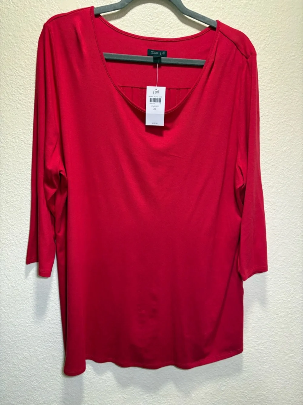 J. Jill Red Scoop Neck Long Sleeve Top - Picture 5 of 9